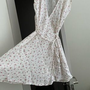 White floral mini wrap dress Brandy Melville